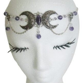 Amethyst Triple Moon Circlet handmade jewelry wiccan pagan wicca witch witchcraft goddess metaphysical headpiece
