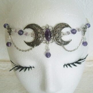 Amethyst Triple Moon Circlet handmade jewelry wiccan pagan wicca witch witchcraft goddess metaphysical headpiece