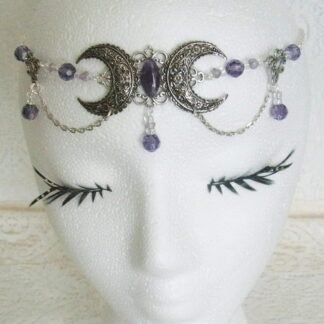 Amethyst Triple Moon Circlet handmade jewelry wiccan pagan wicca witch witchcraft goddess metaphysical headpiece