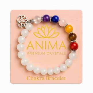Anima Premium 7 Chakra Bracelets for Women - Medium 8mm Beads Real Healing Crystals and Stones Perfect for Balance, Energy, and Abundance - with Lotus Flower and Charged Energy...