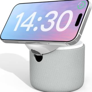 ANJANK White Noise Sound Machine with Wireless Charger Stand, 20 Soothing Sleep Sounds, 32-Level Volume, Auto-Off Timer, 10W Magnetic Charging for iPhone, Dorm Essential for...