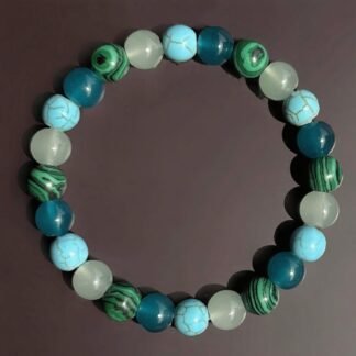 Anxiety Stress Relief Bracelets for Women Men Malachite Tianhe Stone Watermelon Crystal Blue Turquoise Natural Stones Handmade Gemstone Elastic Healing Yoga Beads Bracelet...