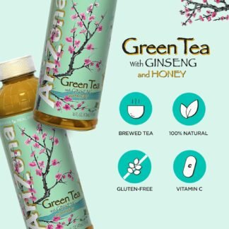 Arizona Green Tea with Ginseng and Honey - 16 Fl Oz (Pack of 12)