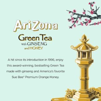 Arizona Green Tea with Ginseng and Honey - 16 Fl Oz (Pack of 12)