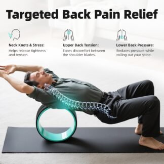 Back Roller Wheel for Back Pain – 3-Pack Yoga Wheel Set for Deep Tissue Massage, Stretching & Posture Support – EVA Foam Back Stretcher – Supports Up to 500lbs