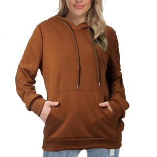 Barlver Women's Casual Hoodies Long Sleeve Sweatshirts Cowl Neck Drawstring Hooded Pullover Top with Pockets
