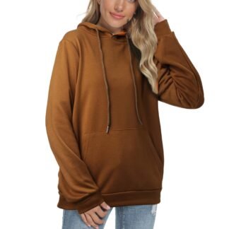 Barlver Women's Casual Hoodies Long Sleeve Sweatshirts Cowl Neck Drawstring Hooded Pullover Top with Pockets