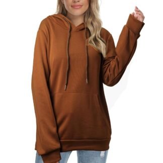 Barlver Women's Casual Hoodies Long Sleeve Sweatshirts Cowl Neck Drawstring Hooded Pullover Top with Pockets