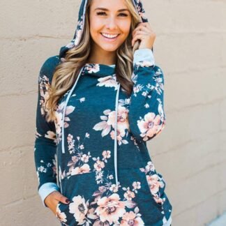 Barlver Women's Casual Hoodies Long Sleeve Sweatshirts Cowl Neck Drawstring Hooded Pullover Top with Pockets