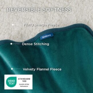 Bedsure Waterproof Blanket for Bed - Sherpa Fleece Waterproof Dog Blankets for Large Dogs, Pet Blankets for Bed/Couch/Dog Crate, Soft Plush Reversible Furniture Protector, Queen...