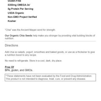 Better Body Foods, Organic Chia Seeds with Calcium, Iron, Potassium, 5350mg Omega-3s, Non-GMO and Gluten Free | Add Omega 3 Protein to Salad, Smoothie, Oatmeal Acai Bowl | Pack...