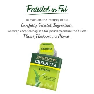 Bigelow Tea Green with Lemon Tea Bags, Caffeinated, 20 Count, Pack of 6