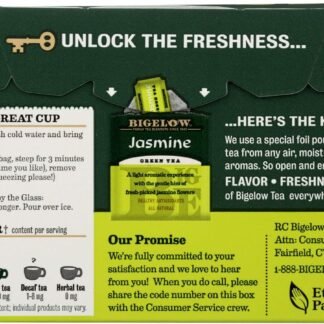 Bigelow Tea Green with Lemon Tea Bags, Caffeinated, 20 Count, Pack of 6