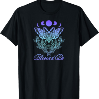 Blessed Be Luna Moth Crystal Wicca Wiccan Witch T-Shirt