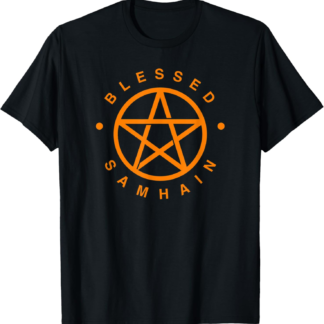 Blessed Samhain Pentacle Wiccan Pagan Holiday Halloween Tee T-Shirt