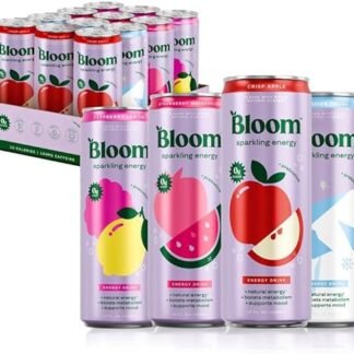 Bloom Nutrition Sparkling Energy Drink - Apple/ Glacier Variety Pack - Natural Caffeine, Zero Sugar, 180mg Caffeine - Antioxidant-Rich with Green Coffee Bean, Green Tea Extract,...
