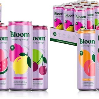 Bloom Nutrition Sparkling Energy Drink - Apple/ Glacier Variety Pack - Natural Caffeine, Zero Sugar, 180mg Caffeine - Antioxidant-Rich with Green Coffee Bean, Green Tea Extract,...