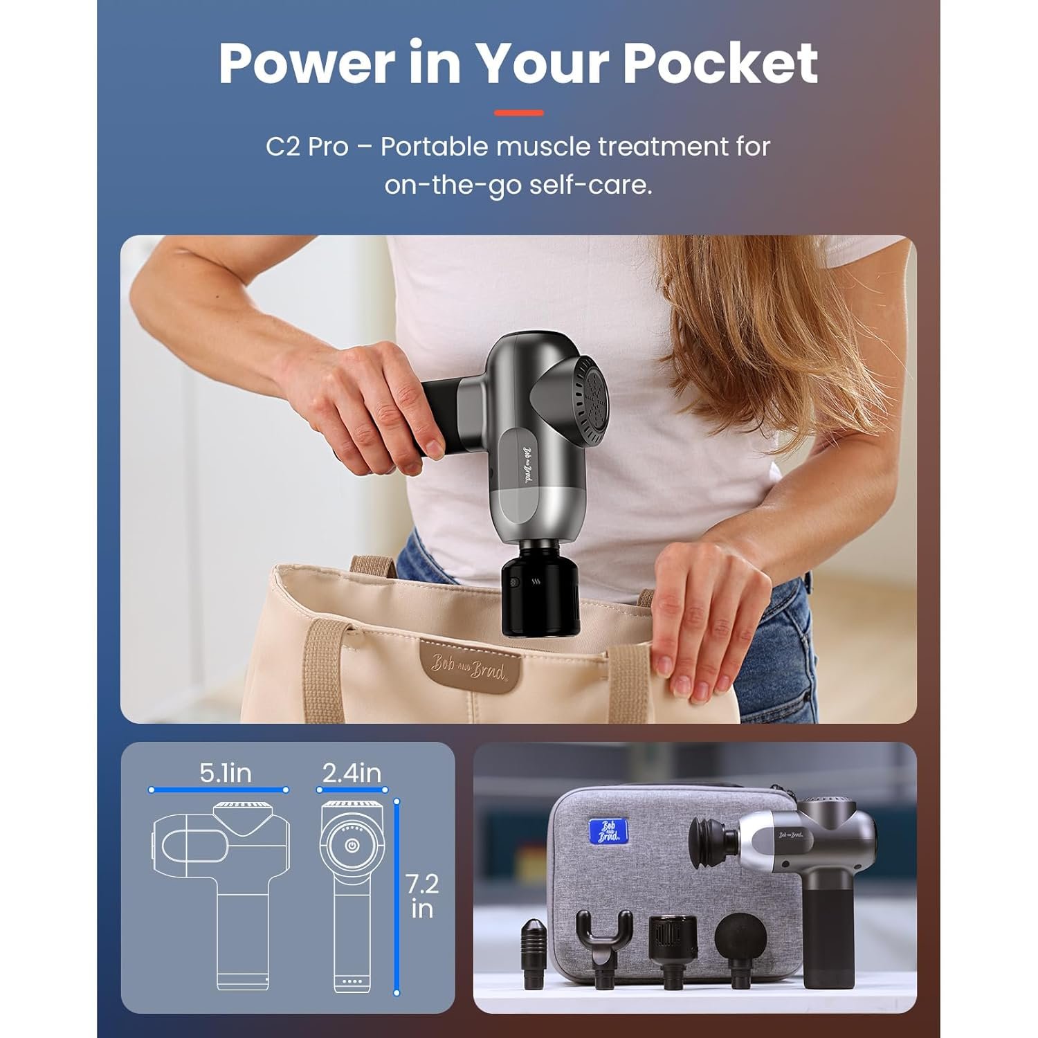 BOB AND BRAD C2 Pro Massage Gun with Heat and Cold Therapy FSA Eligible HSA Approved Mini Massager Gun Deep Tissue Heated Professional Electric Back Massager for Athletes - lunas-mystic-emporium.com BOB AND BRAD C2 Pro Massage Gun with Heat and Cold Therapy, FSA Eligible & HSA Approved Mini Massager Gun Deep Tissue, Heated Professional Electric Back Massager for Athletes