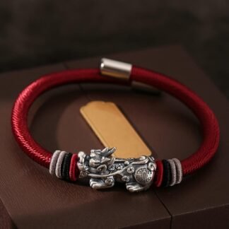 Bracelet Feng Shui Bracelet Pixiu/Pi Yao Sterling Silver Red String Bracelet Good Luck for Men Women Couple Amulet Bracelet Evil Talisman Prosperity Money Metaphysical Jewelry...