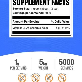 BulkSupplements.com Ascorbic Acid Powder - Vitamin C Supplement, for Immune Support - Ascorbic Acid Food Grade, Gluten Free, 1g per Serving, 100g (3.5 oz) (Pack of 1)