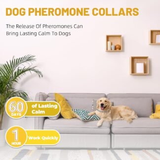 Calming Collar for Dogs 4-Pcs, Pheromone Collar for Dogs, Relief Anxiety Stress Separation, Lasts 60 Days,25 Inches Size Flexible Adjustable for All Small Medium and Large Dog Grey