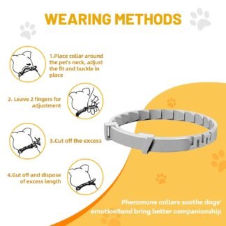 Calming Collar for Dogs 4-Pcs, Pheromone Collar for Dogs, Relief Anxiety Stress Separation, Lasts 60 Days,25 Inches Size Flexible Adjustable for All Small Medium and Large Dog Grey