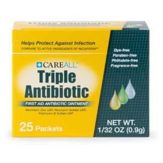 CareAll Triple Antibiotic Ointment (25 Pack), 0.9gr Foil Packet. First Aid Ointment That Prevents Infection in Minor Scrapes, Cuts, and Burns