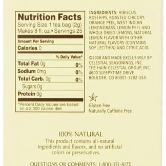 Celestial Seasonings Herbal Tea, Lemon Zinger, 25 Count, (Pack of 6)