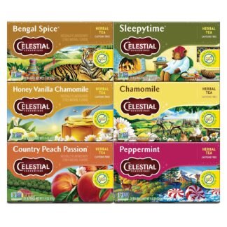 Celestial Seasonings Herbal Tea Variety Pack, Bengal Spice, Sleepytime, Honey Vanilla Chamomile, Country Peach Passion, Peppermint & Chamomile, Caffeine Free, 20 Tea Bags (Pack...