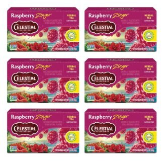 Celestial Seasonings Raspberry Zinger Herbal Tea, Caffeine Free, 20 Tea Bags Box, (Pack of 6)