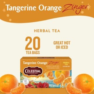 Celestial Seasonings Tangerine Orange Zinger Herbal Tea, Caffeine Free, 20 Tea Bags Box