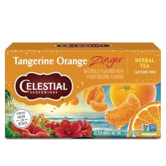 Celestial Seasonings Tangerine Orange Zinger Herbal Tea, Caffeine Free, 20 Tea Bags Box