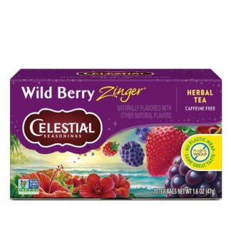 Celestial Seasonings Wild Berry Zinger Herbal Tea, Caffeine Free, 20 Tea Bags Box