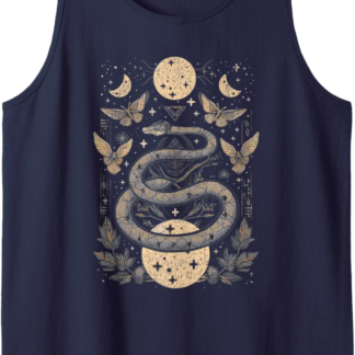 Celestial Wiccan Snake Moth Moon Phases Witch Pagan Retro Tank Top - lunas-mystic-emporium.com Celestial Wiccan Snake Moth Moon Phases Witch Pagan Retro Tank Top