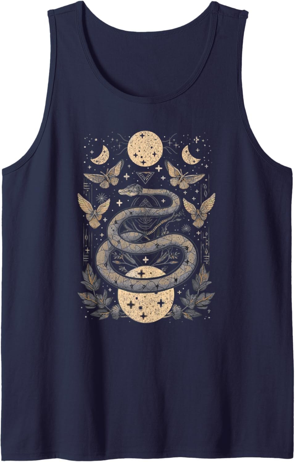 Celestial Wiccan Snake Moth Moon Phases Witch Pagan Retro Tank Top - lunas-mystic-emporium.com Celestial Wiccan Snake Moth Moon Phases Witch Pagan Retro Tank Top