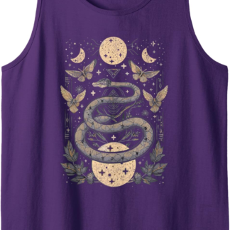 Celestial Wiccan Snake Moth Moon Phases Witch Pagan Retro Tank Top - lunas-mystic-emporium.com Celestial Wiccan Snake Moth Moon Phases Witch Pagan Retro Tank Top