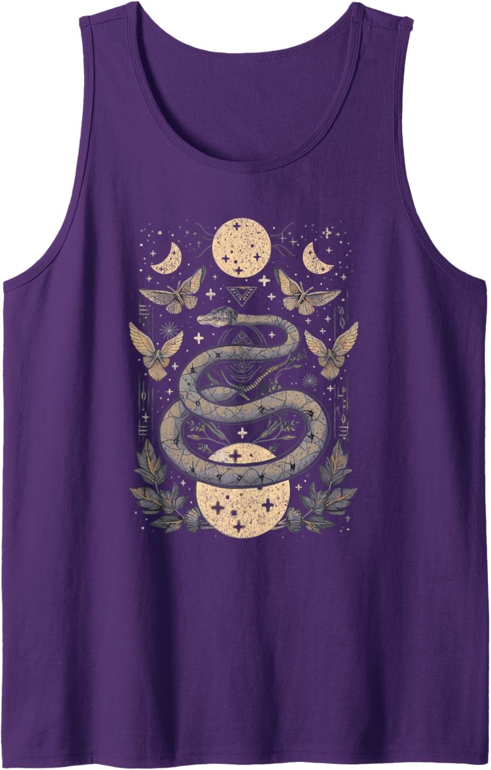Celestial Wiccan Snake Moth Moon Phases Witch Pagan Retro Tank Top - lunas-mystic-emporium.com Celestial Wiccan Snake Moth Moon Phases Witch Pagan Retro Tank Top