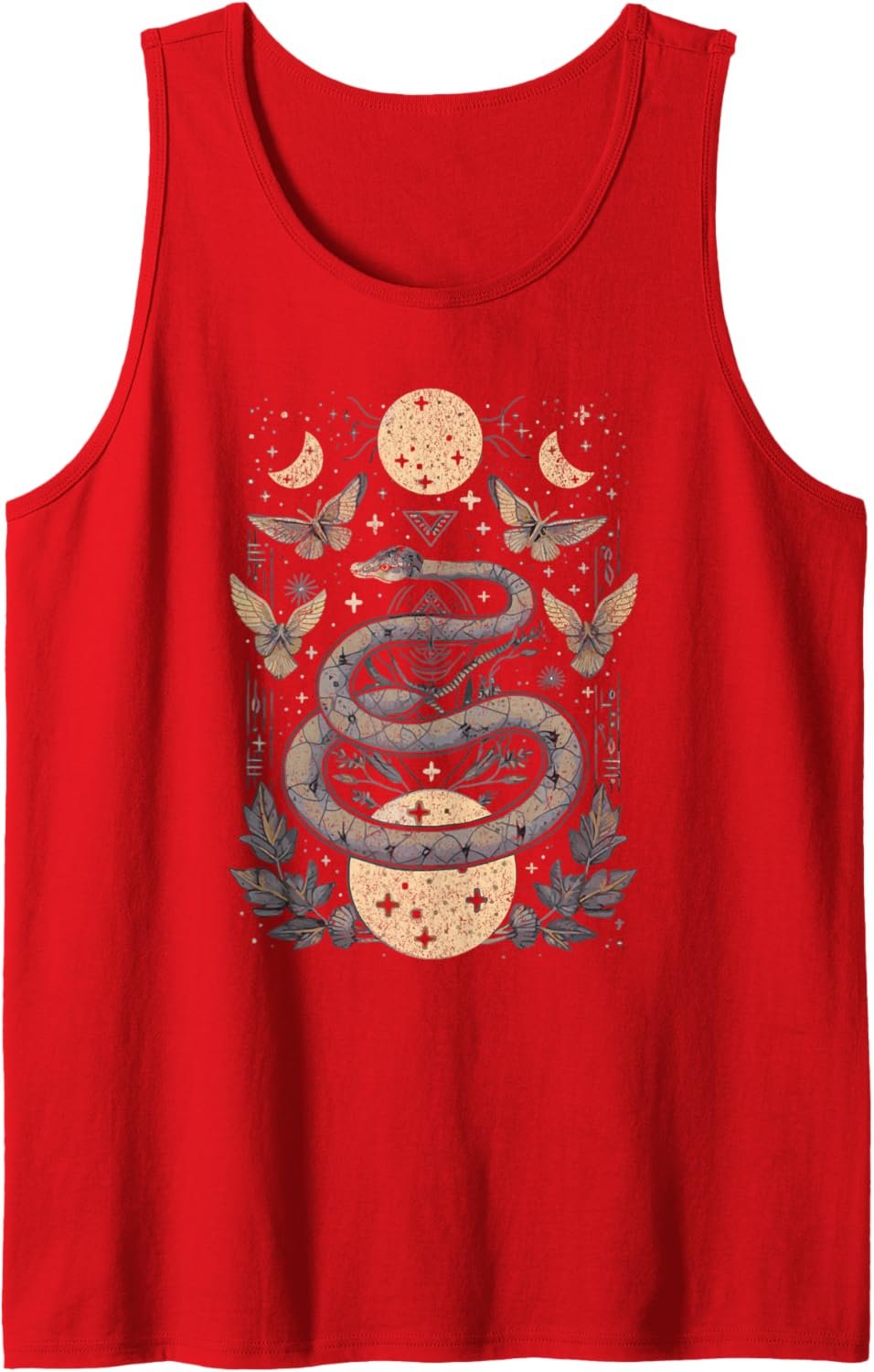 Celestial Wiccan Snake Moth Moon Phases Witch Pagan Retro Tank Top - lunas-mystic-emporium.com Celestial Wiccan Snake Moth Moon Phases Witch Pagan Retro Tank Top