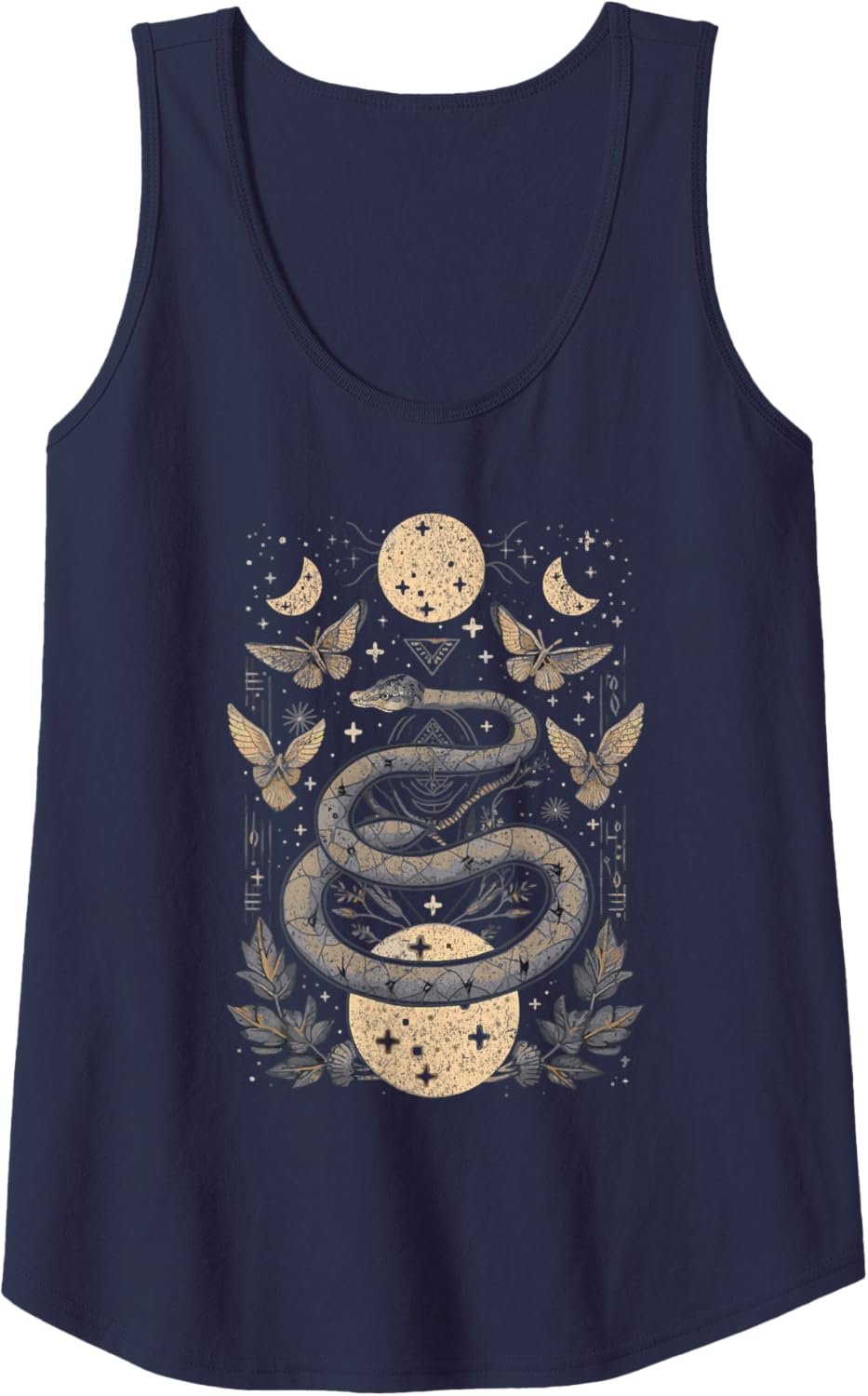Celestial Wiccan Snake Moth Moon Phases Witch Pagan Retro Tank Top - lunas-mystic-emporium.com Celestial Wiccan Snake Moth Moon Phases Witch Pagan Retro Tank Top