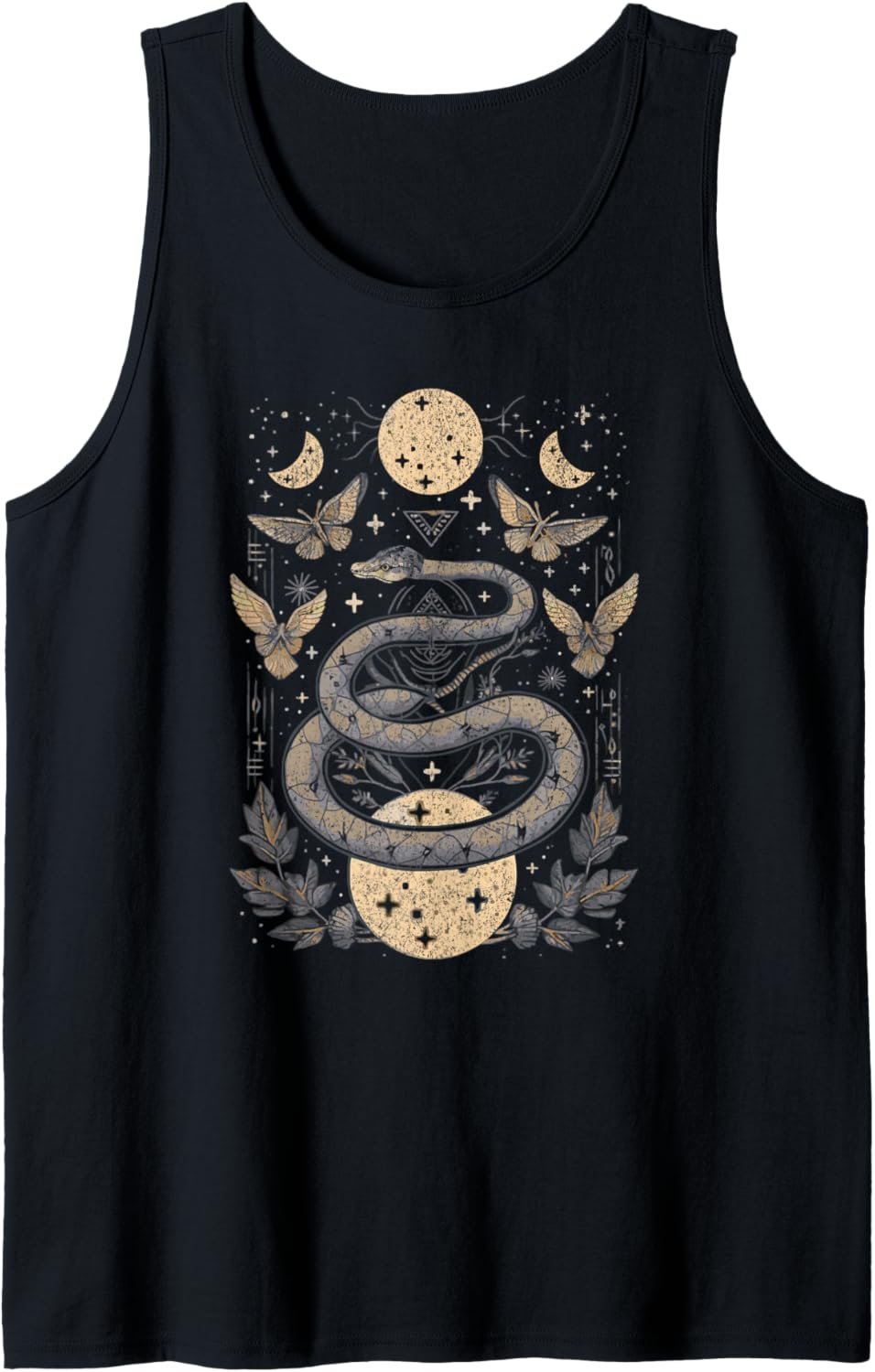 Celestial Wiccan Snake Moth Moon Phases Witch Pagan Retro Tank Top - lunas-mystic-emporium.com Celestial Wiccan Snake Moth Moon Phases Witch Pagan Retro Tank Top