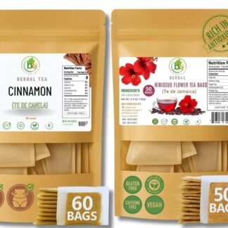 Cinnamon & Hibiscus(Canela + Jamaica)Herbal Tea Combo – 60 + 50 Tea Bags – 100% Natural, Vegan, Non-GMO, Caffeine-Free – Tart, Warming & Refreshing Infusions – Hot or Iced Tea –...