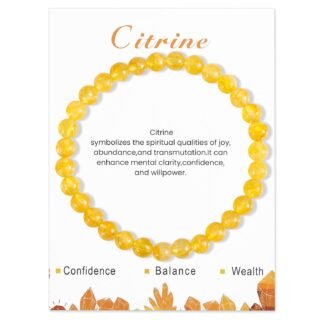 Citrine Bracelet, Stone of Wealth Bracelet Elastic Crystal Beaded Bracelets Spiritual Jewelry for Women Men