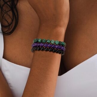 COLOYAN 6PCS 8mm Healing Stone Beaded Bracelet for Women Men, Natural Stretch Crystal Bracelets, Semi-Precious Gemstones Reiki Spiritual Jewelry