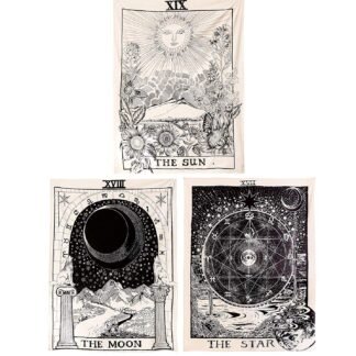 Coolbird Tarot Tapestry 3 Pack (23"27" | 60 * 70CM) - The Sun, The Moon, The Star Medieval Europe Divination Wall Hanging Tapestries for Home Decor