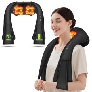 Cordless Shiatsu Neck and Shoulder Massager, Back Massager with Heat,Massage Deeper Tissue 4D Kneading Massage for Shoulder, Neck and Back, Use at Home, Office, Car - Gifts for...