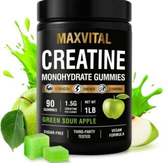 Creatine Monohydrate Gummies, 1500 mg Per Gummy • Flexible Serving Size • Pre-Workout for Energy & Muscle Support • Vegan, Sugar-Free & Halal • for Men & Women • 90 Gummies •...