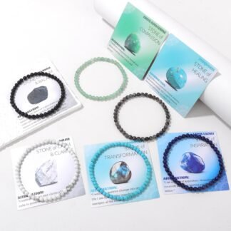 Crystal Beaded Bracelets for Women 4mm Clear Quartz Bead Handmade Gemstone Stretch Elastic Bracelet Natural Stone Crystal Healing Reiki Spiritual Jewelry Gifts