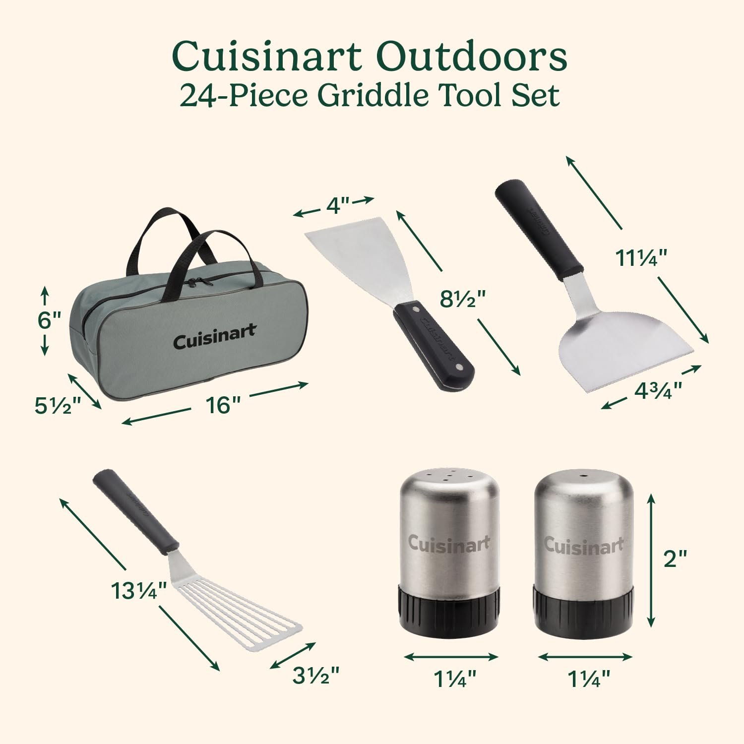 Cuisinart 24-Piece Griddle Tool Set with Storage Tote Stainless Steel Flat Top Grill Accessories with Spatulas Melting Dome Smash Burger Press Scraper Tongs Perfect for - lunas-mystic-emporium.com Cuisinart 24-Piece Griddle Tool Set with Storage Tote, Stainless Steel Flat Top Grill Accessories with Spatulas, Melting Dome, Smash Burger Press, Scraper & Tongs, Perfect for...