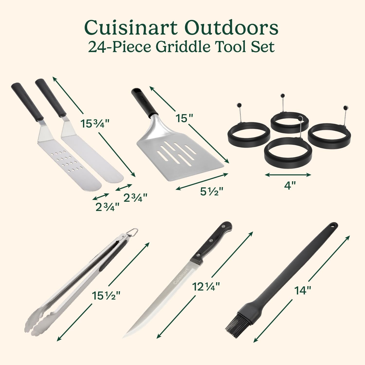 Cuisinart 24-Piece Griddle Tool Set with Storage Tote Stainless Steel Flat Top Grill Accessories with Spatulas Melting Dome Smash Burger Press Scraper Tongs Perfect for - lunas-mystic-emporium.com Cuisinart 24-Piece Griddle Tool Set with Storage Tote, Stainless Steel Flat Top Grill Accessories with Spatulas, Melting Dome, Smash Burger Press, Scraper & Tongs, Perfect for...