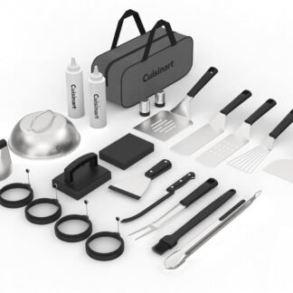 Cuisinart 24-Piece Griddle Tool Set with Storage Tote, Stainless Steel Flat Top Grill Accessories with Spatulas, Melting Dome, Smash Burger Press, Scraper & Tongs, Perfect for...